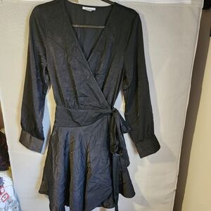Bar III Black Long Sleeve Wrap Dress